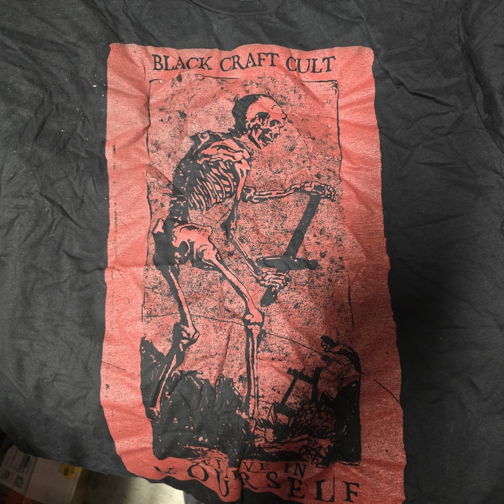 Black Craft Graphic Tee with Red Design